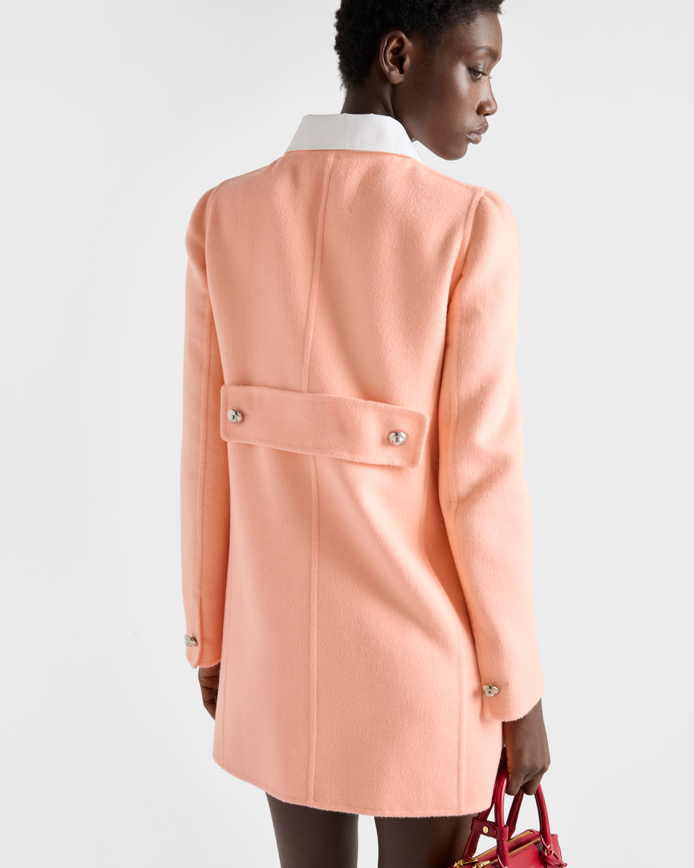 ベージュ ダブルブレスト ライトウェイト カシミヤ ピーコート | PRADA