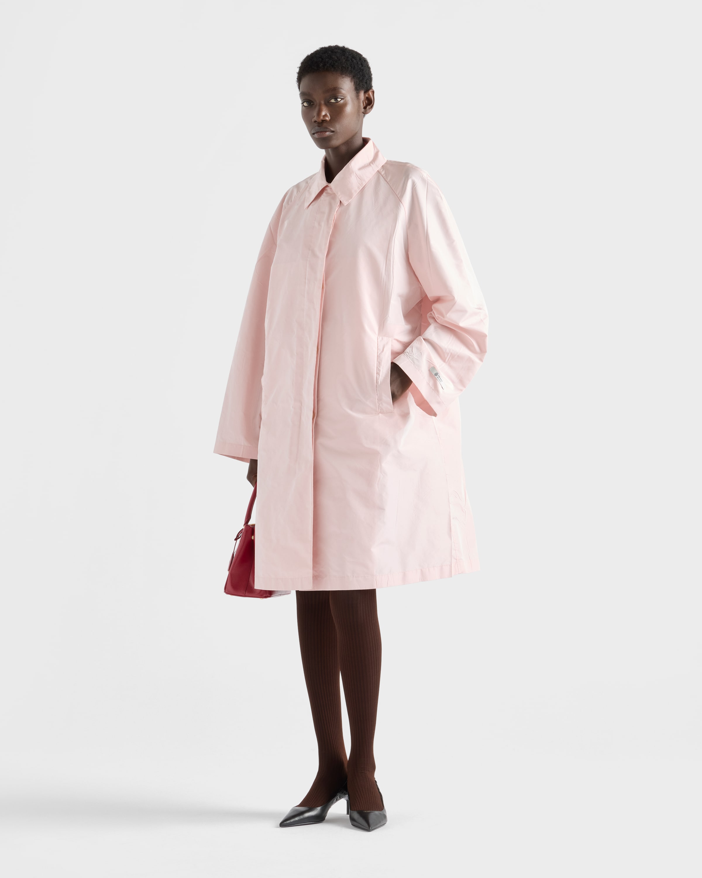 Alabaster Pink Technical Taffeta Coat | PRADA