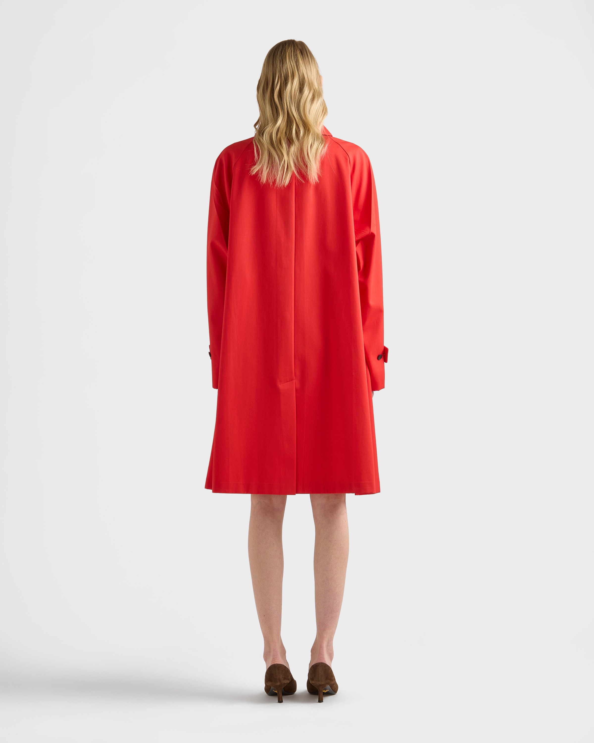 Red Single-breasted gabardine coat | PRADA - United States