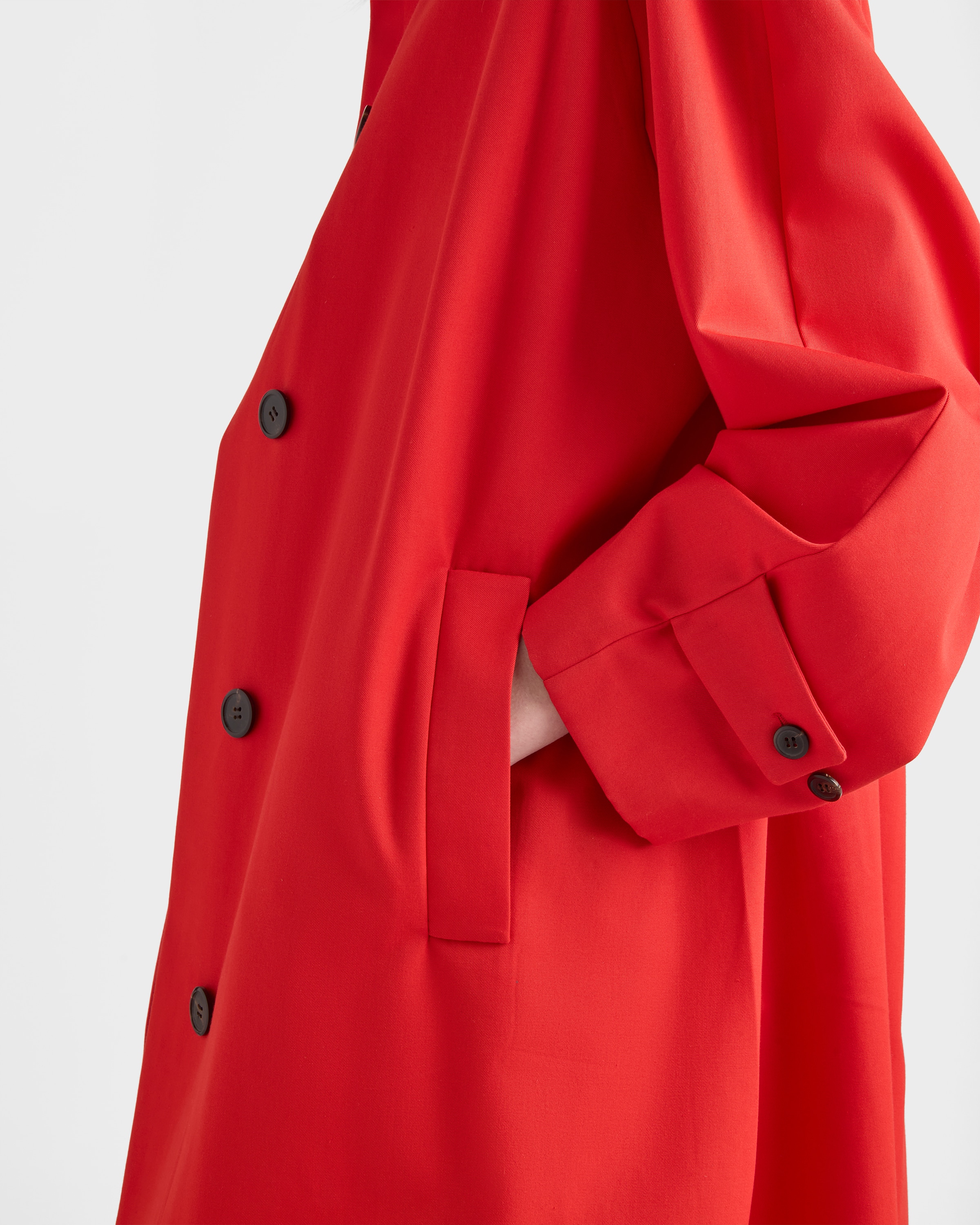 Red Single-breasted gabardine coat | PRADA - United States