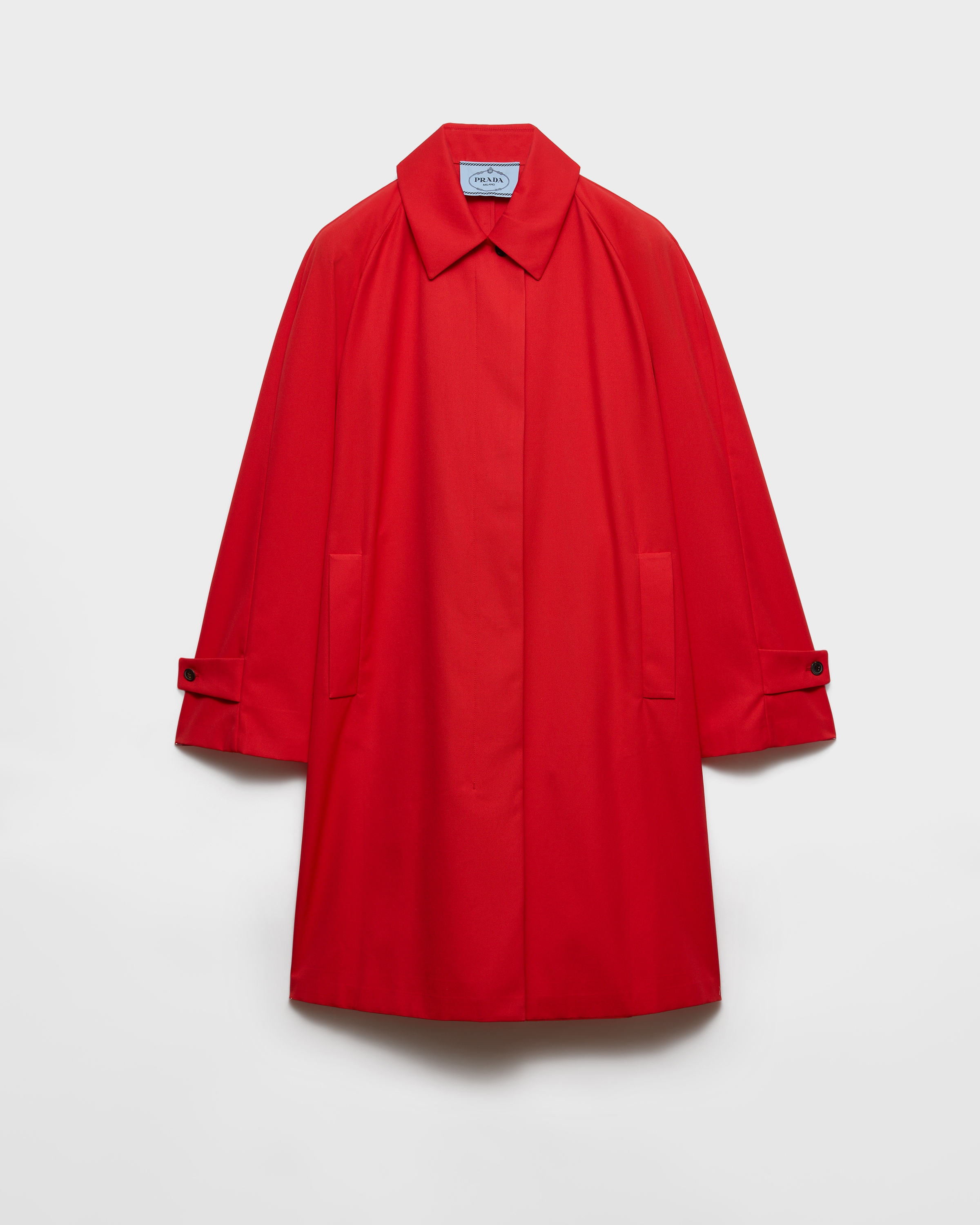 Red Single-breasted gabardine coat | PRADA - United States