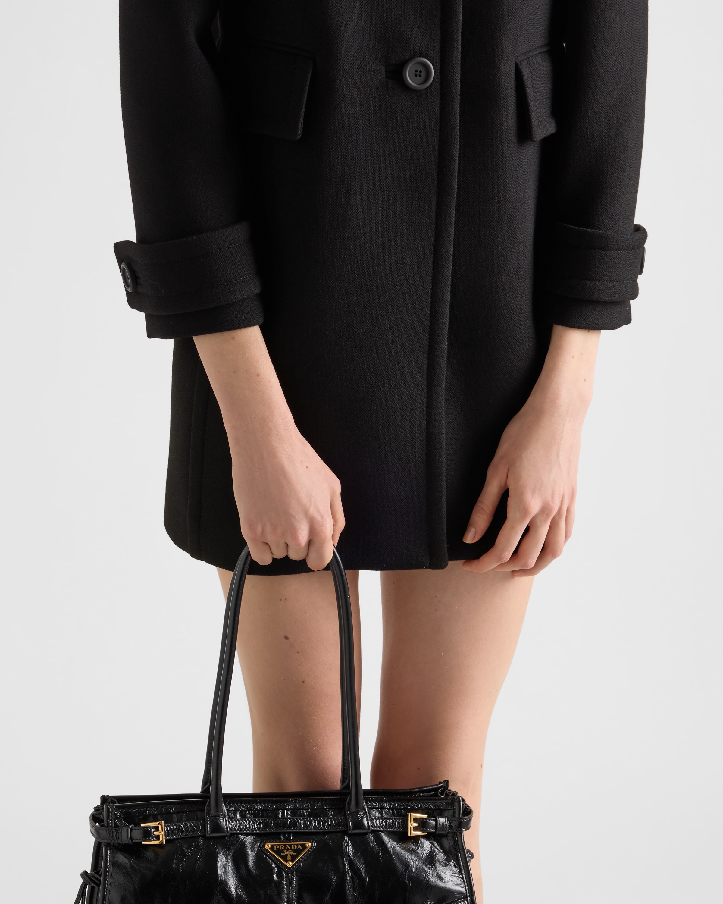 Prada Single-breasted Coat In Black