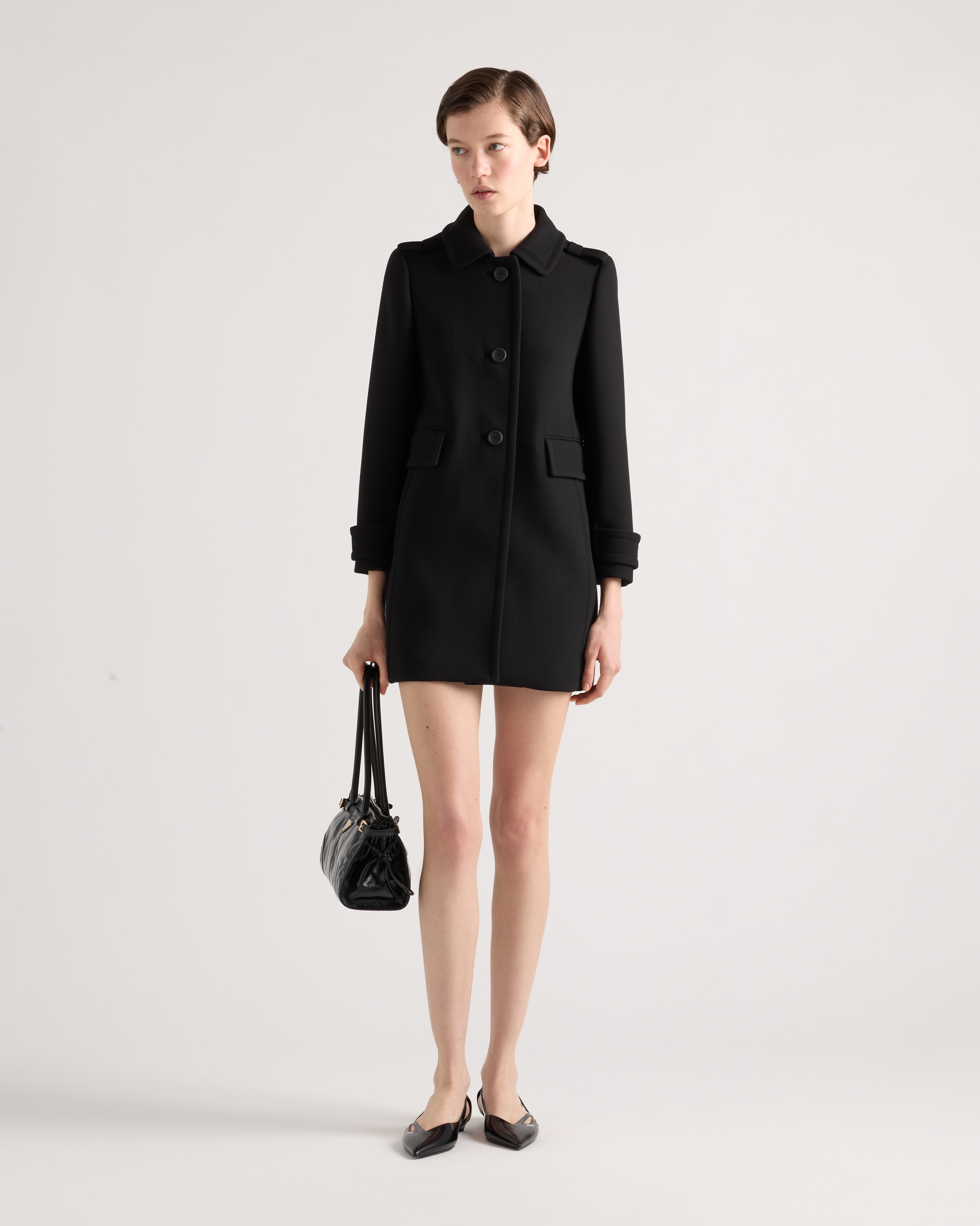 PRADA ブラック ウール ピーコート　44 2025年最新】PRADA メンズ ピーコート・ウールコートの人気