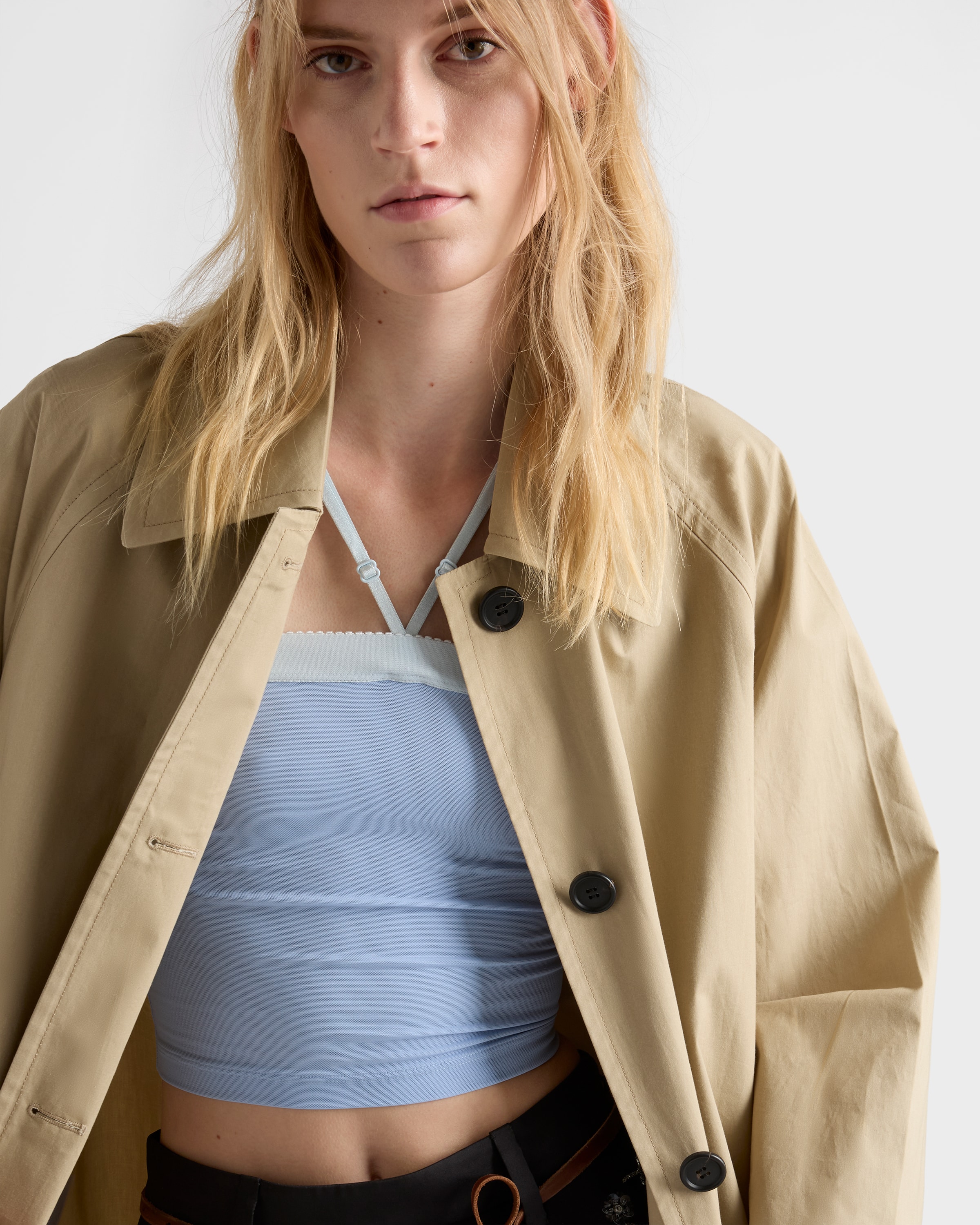 Single-breasted cotton canvas coat
