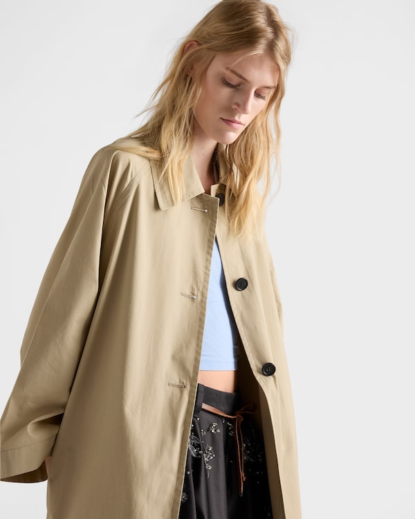 Single-breasted cotton canvas coat - Khaki Single-breasted cotton canvas coat - Khaki