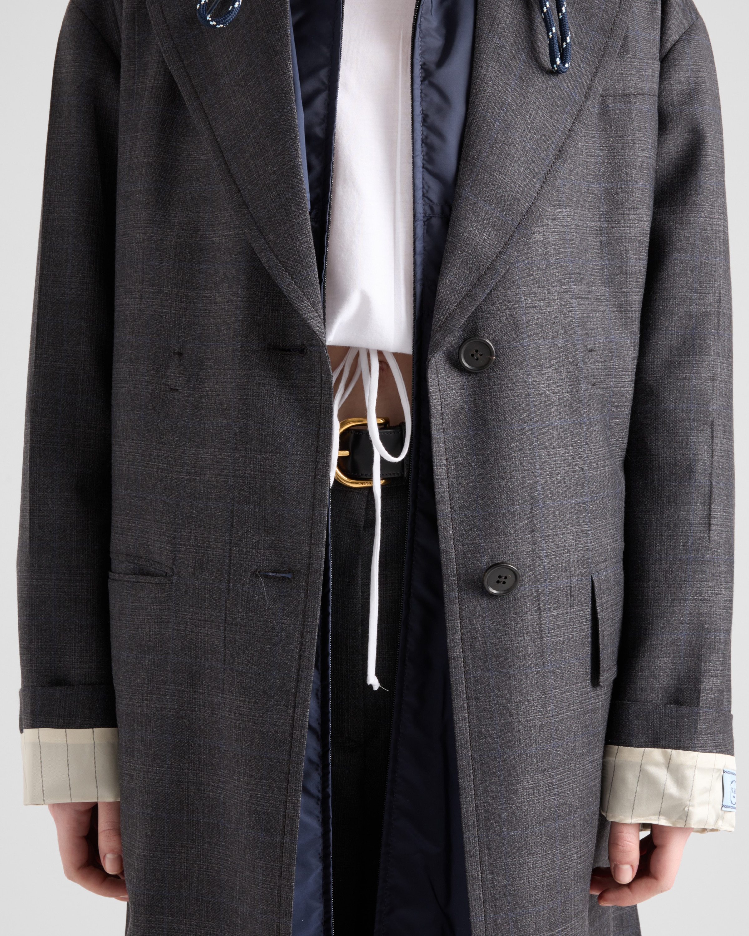 Anthracite Gray Single-breasted Wool Coat | PRADA