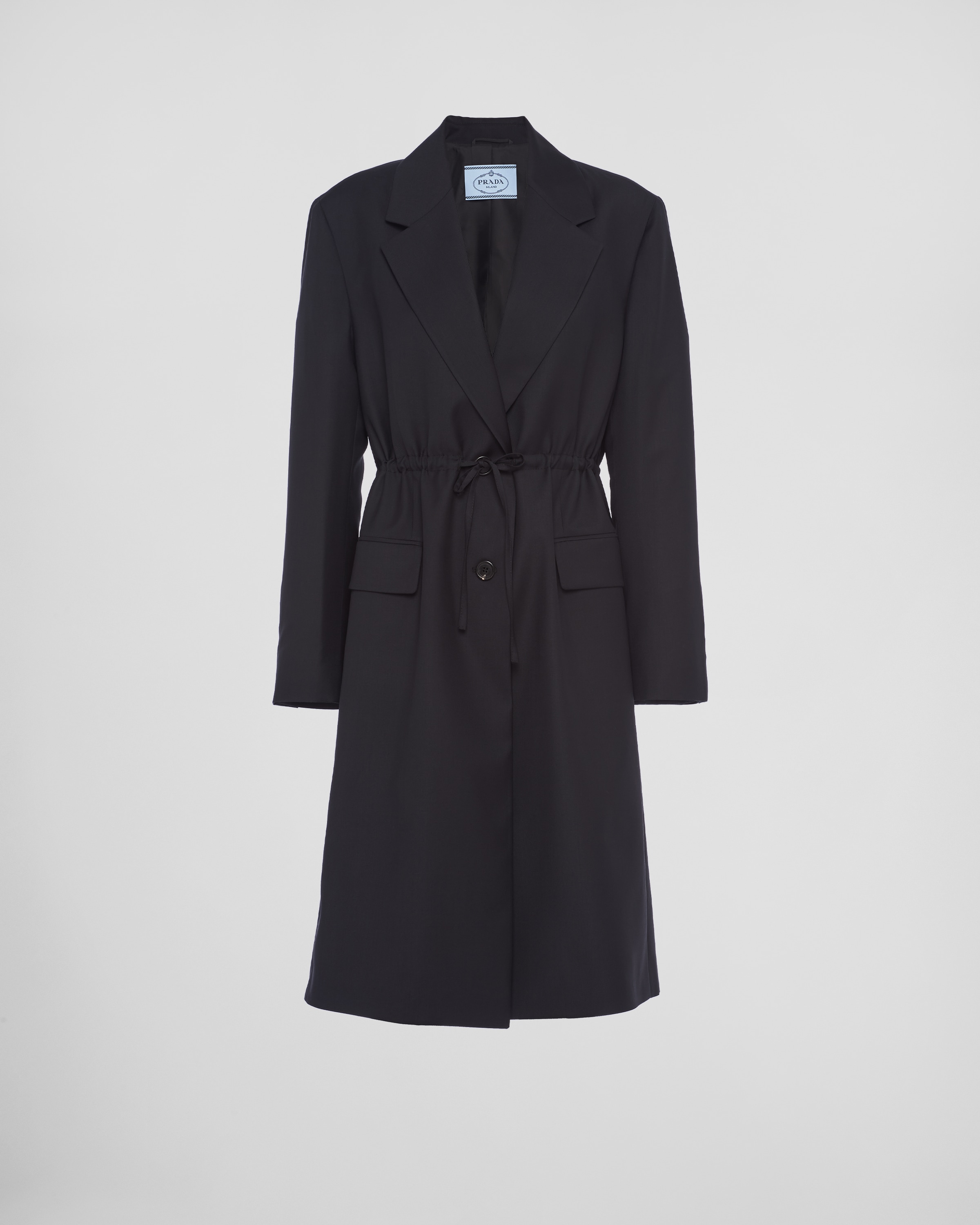 Black Single-breasted Batavia coat | Prada