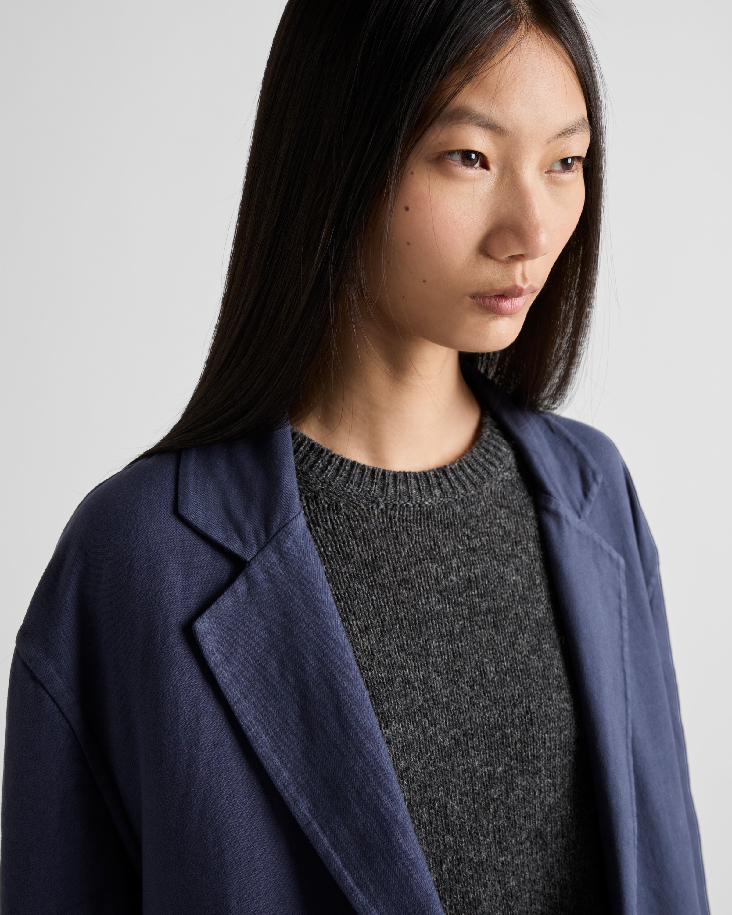 Prada Single-breasted Double Cotton Coat In Navy