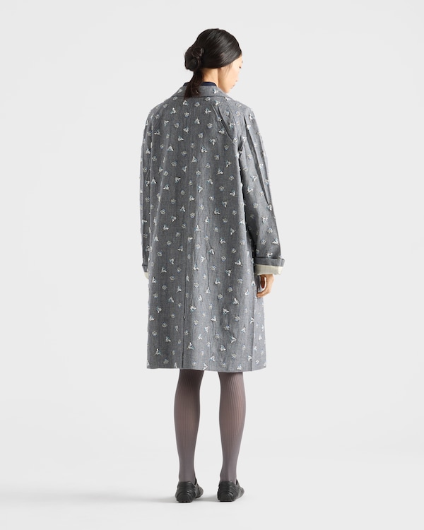 Single-breasted embroidered pinstripe coat - Anthracite Gray Single-breasted embroidered pinstripe coat - Anthracite Gray