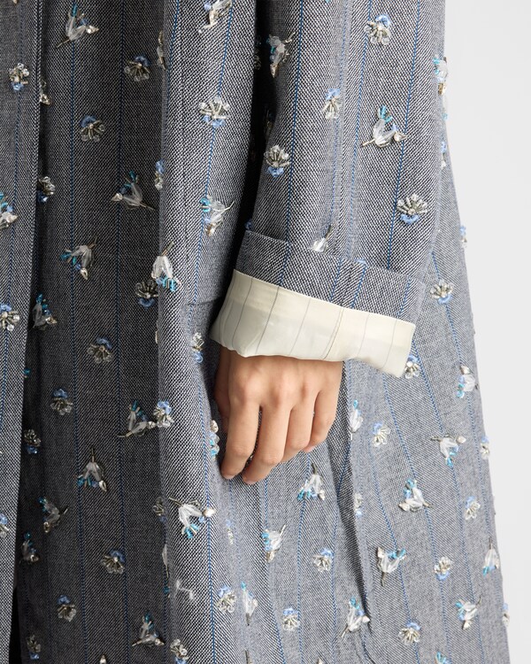 Single-breasted embroidered pinstripe coat - Anthracite Gray Single-breasted embroidered pinstripe coat - Anthracite Gray