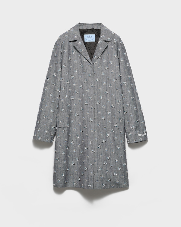 Single-breasted embroidered pinstripe coat - Anthracite Gray Single-breasted embroidered pinstripe coat - Anthracite Gray