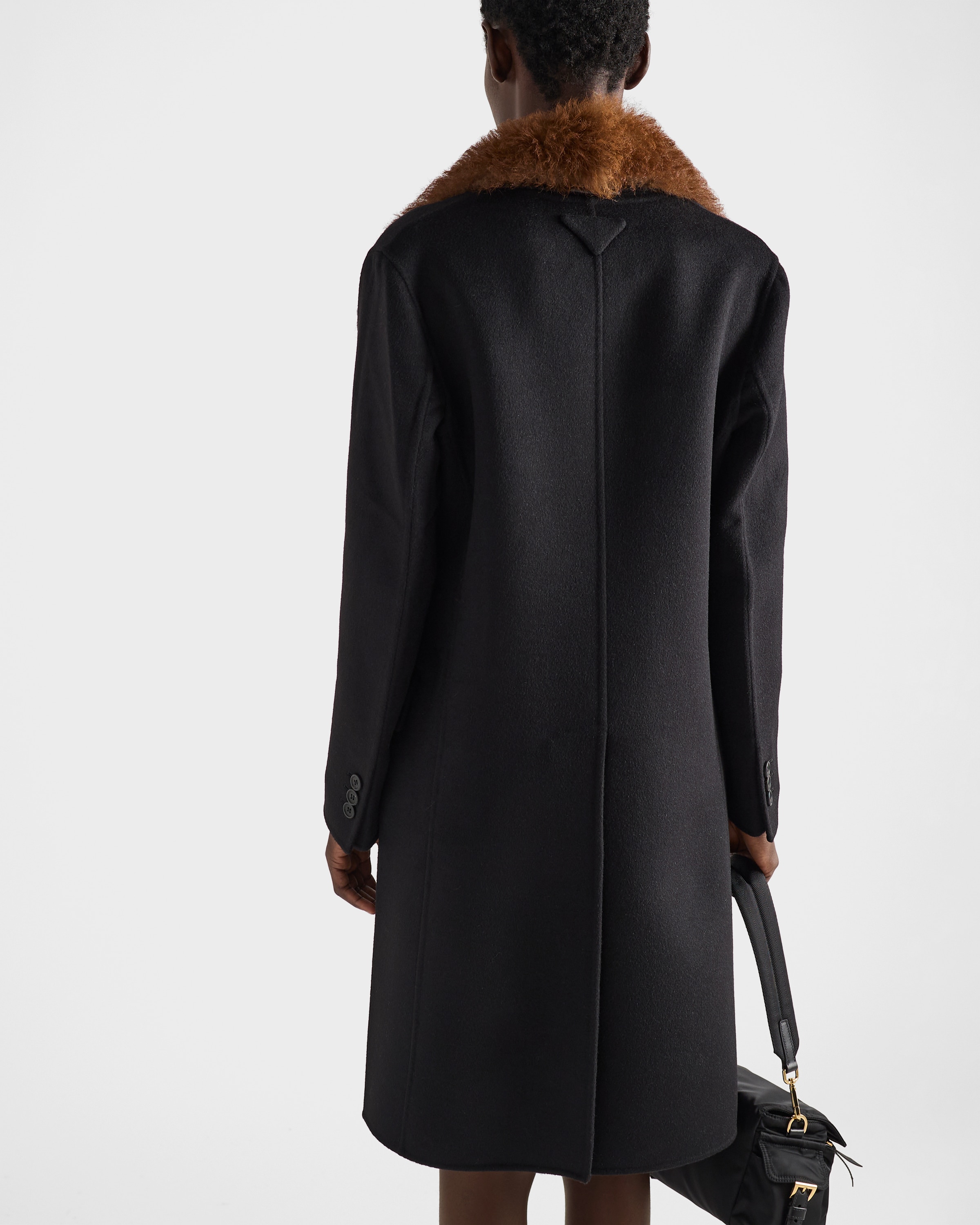 Prada Double-breasted Double Cashwool Coat In Black