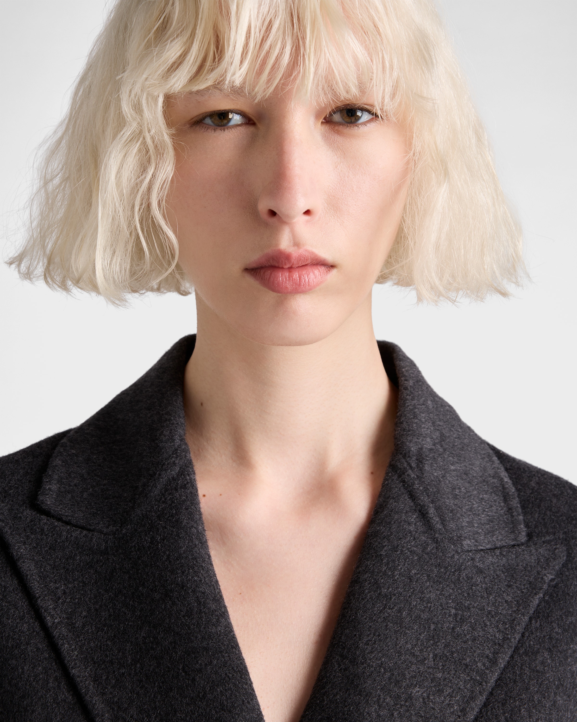 Prada Double-breasted Double Cashwool Coat In Gray