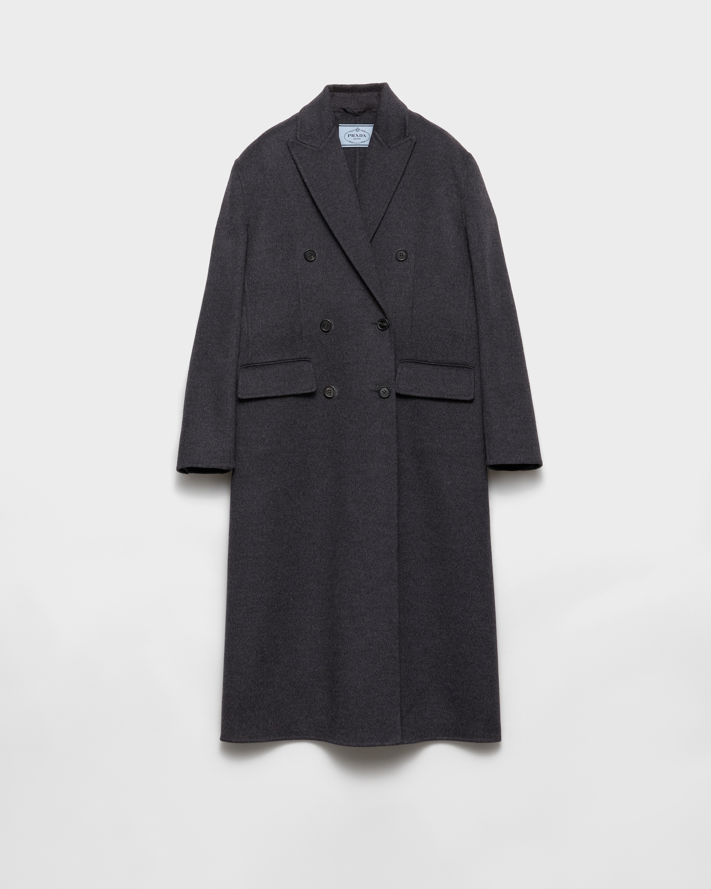 グレー ダブルブレスト ダブルカシウール コート | PRADA