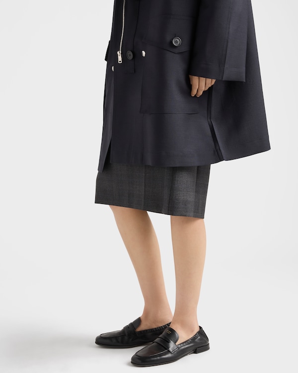 Manteau droit en mohair de chevreau et gabardine Re-Nylon - Bleu Manteau droit en mohair de chevreau et gabardine Re-Nylon - Bleu