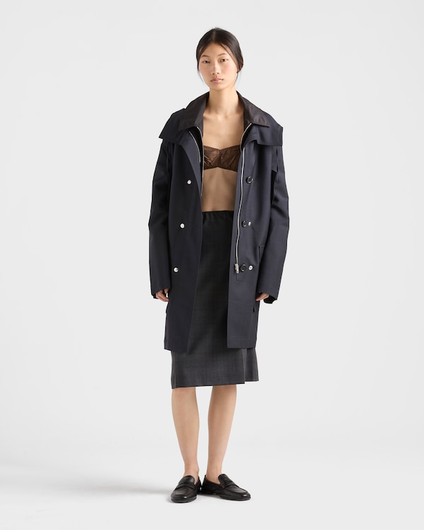 Manteau droit en mohair de chevreau et gabardine Re-Nylon - Bleu Manteau droit en mohair de chevreau et gabardine Re-Nylon - Bleu