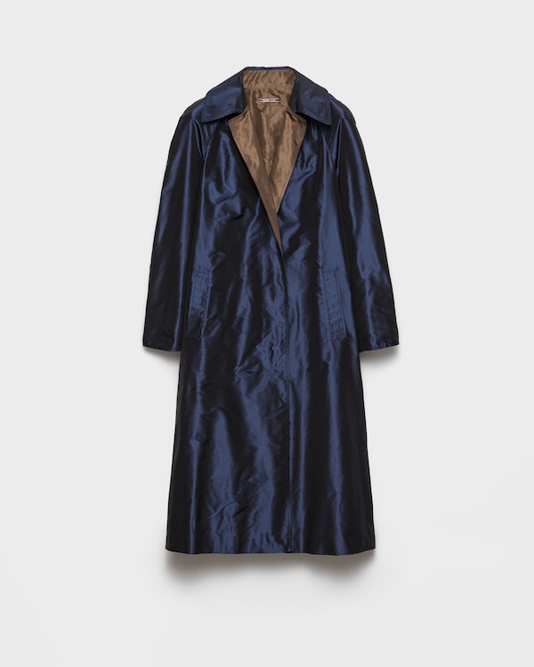 معطف تافتا مطرّز بصف أزرار واحد يُرتدى على الوجهين - أزرق معطف تافتا مطرّز بصف أزرار واحد يُرتدى على الوجهين - أزرق