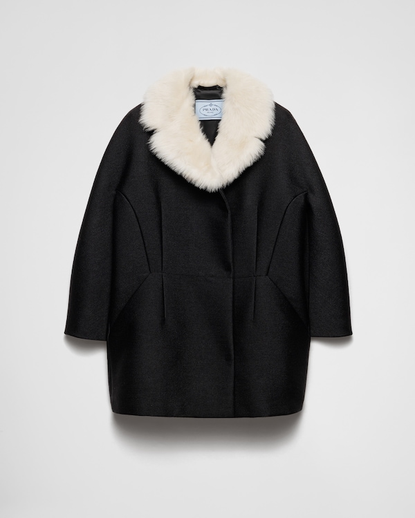 ブランドバッグ 人気ランキング2025 Twill Granité Double-breasted Black Caban PRADA | Jacket ジャケット・アウター
