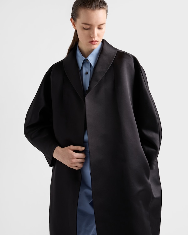 Manteau droit en satin double - Noir Manteau droit en satin double - Noir