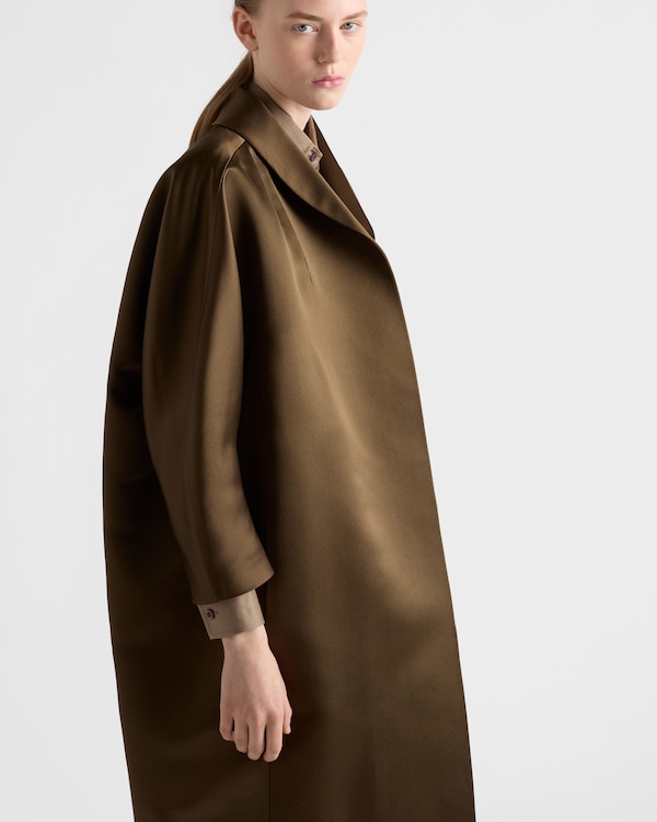 Single-breasted double satin coat - Camouflage Green Single-breasted double satin coat - Camouflage Green