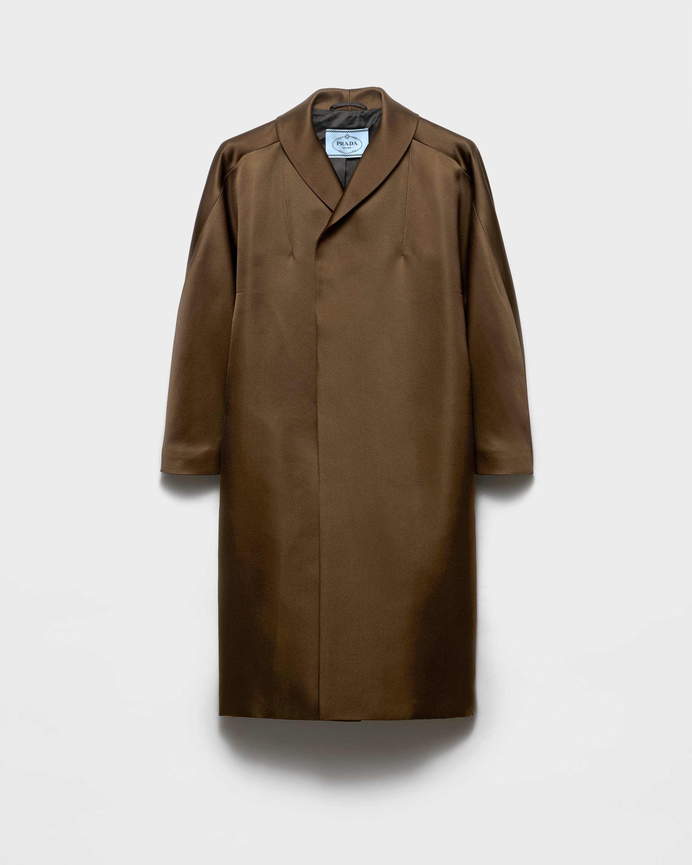 セルバグリーン シングルブレスト ダブルサテン コート | PRADA - 日本