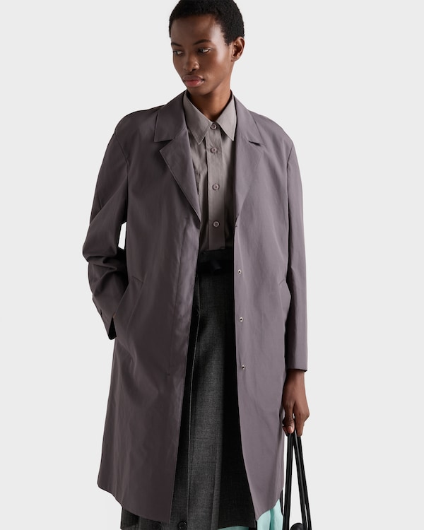 Single-breasted double poplin coat - Hematite Single-breasted double poplin coat - Hematite