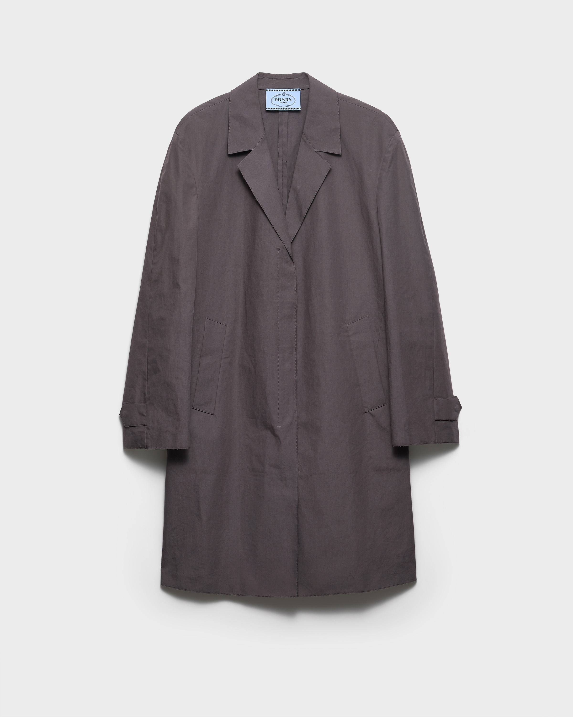 Hematite Single-breasted Double Poplin Coat | PRADA