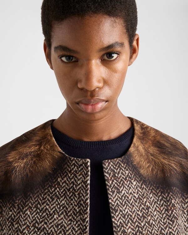 シングルブレスト プリントドリル キャバンジャケット シングルブレスト プリントドリル キャバンジャケット