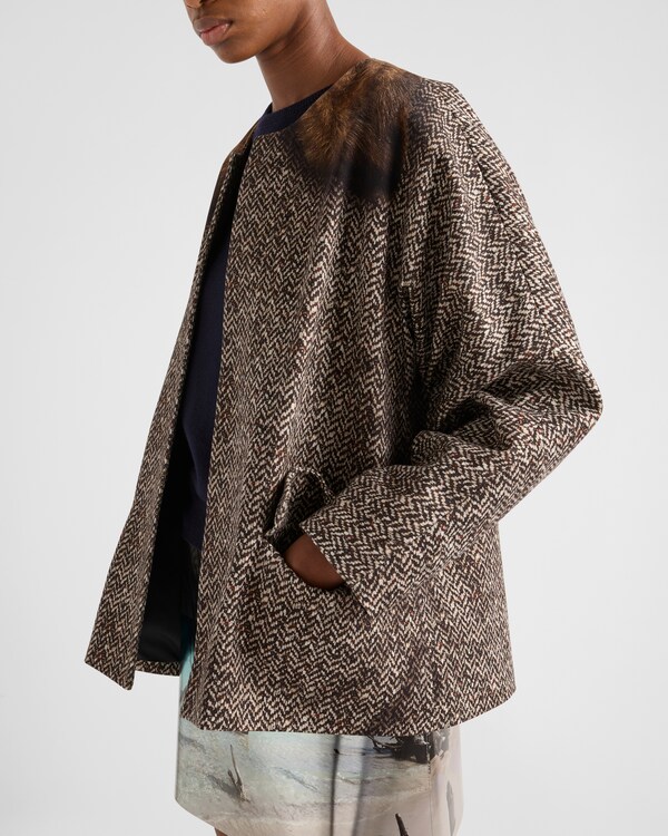 シングルブレスト プリントドリル キャバンジャケット シングルブレスト プリントドリル キャバンジャケット