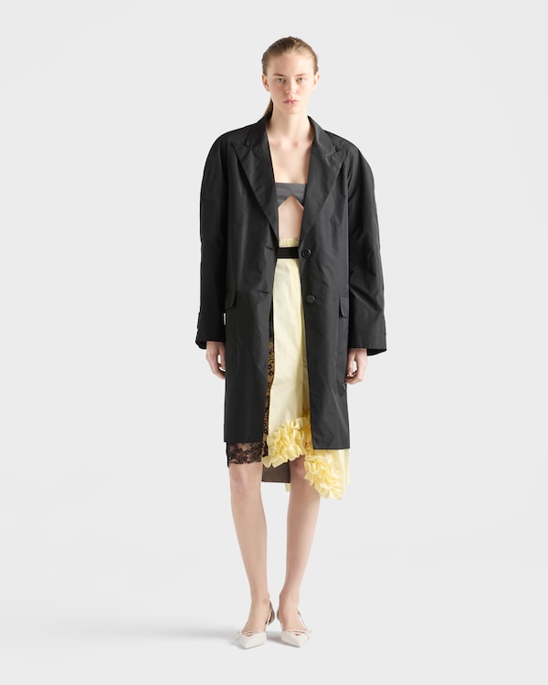 Single-breasted technical taffeta coat - Black Single-breasted technical taffeta coat - Black