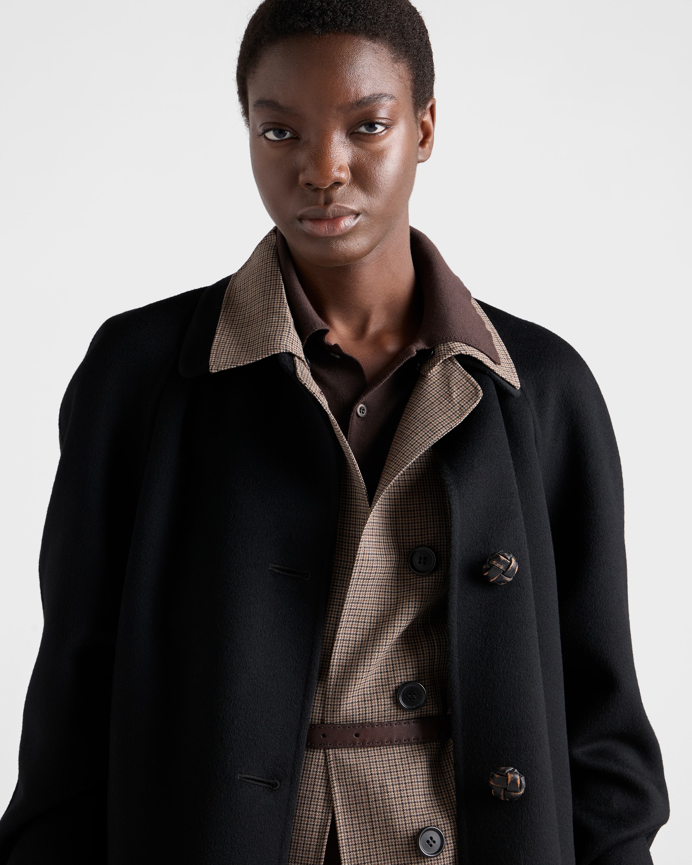 Black Single-breasted Double Cashmere And Wool Coat | PRADA