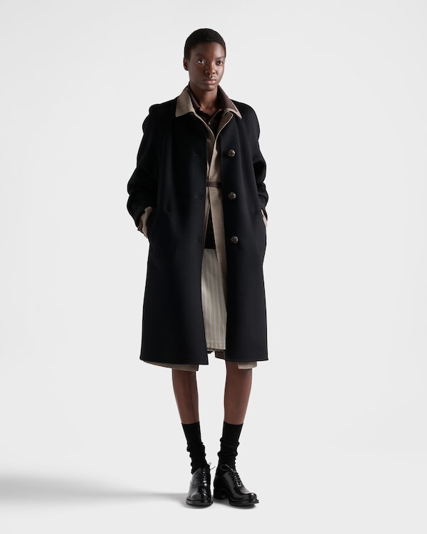 Single-breasted double cashmere and wool coat - Black Single-breasted double cashmere and wool coat - Black