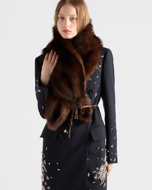 Embroidered double-breasted rush stitch wool coat  Embroidered double-breasted rush stitch wool coat