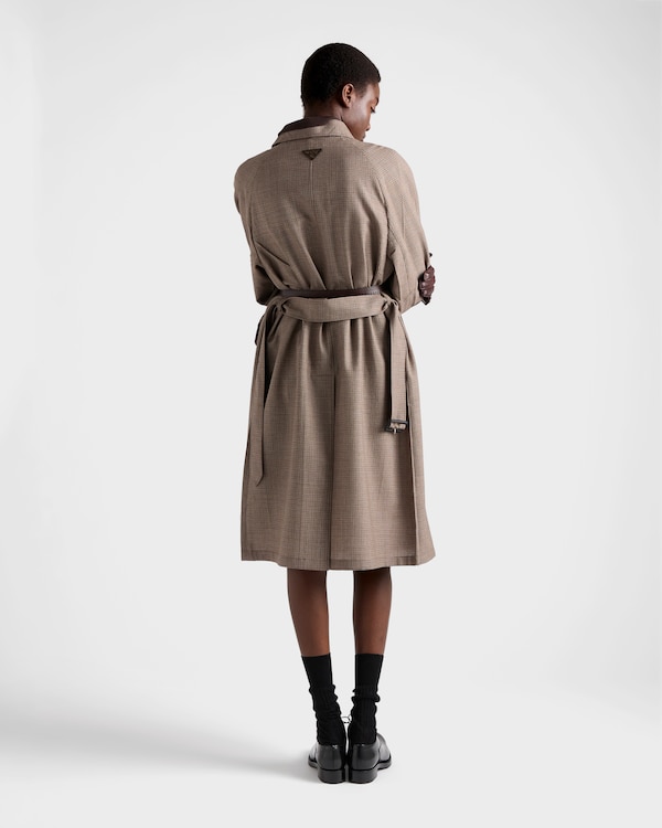 Single-breasted houndstooth check wool coat - Tobacco Single-breasted houndstooth check wool coat - Tobacco