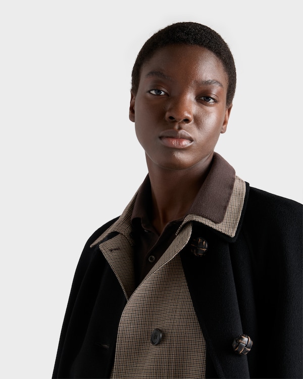 Single-breasted houndstooth check wool coat - Tobacco Single-breasted houndstooth check wool coat - Tobacco