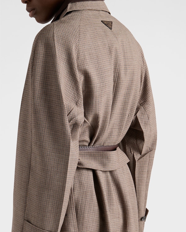 Single-breasted houndstooth check wool coat - Tobacco Single-breasted houndstooth check wool coat - Tobacco