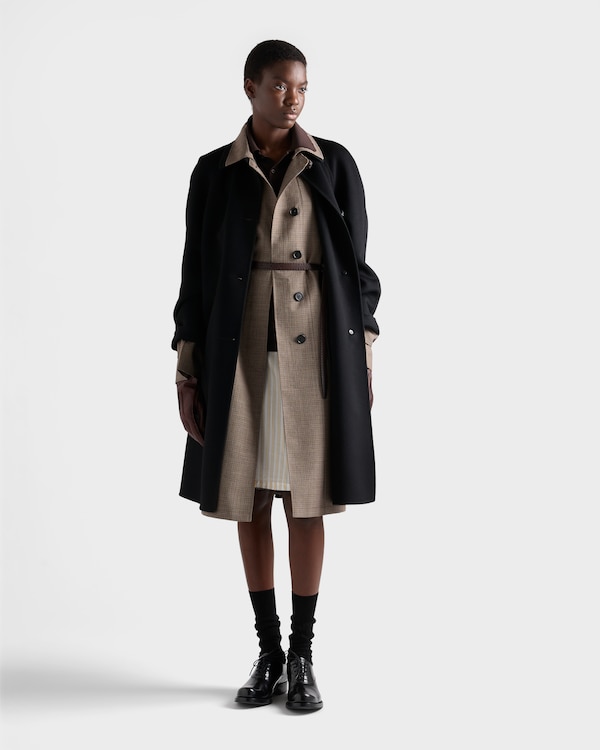 Single-breasted houndstooth check wool coat - Tobacco Single-breasted houndstooth check wool coat - Tobacco