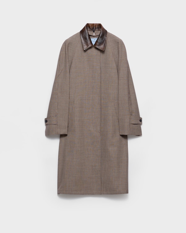 Single-breasted houndstooth check wool coat - Tobacco Single-breasted houndstooth check wool coat - Tobacco