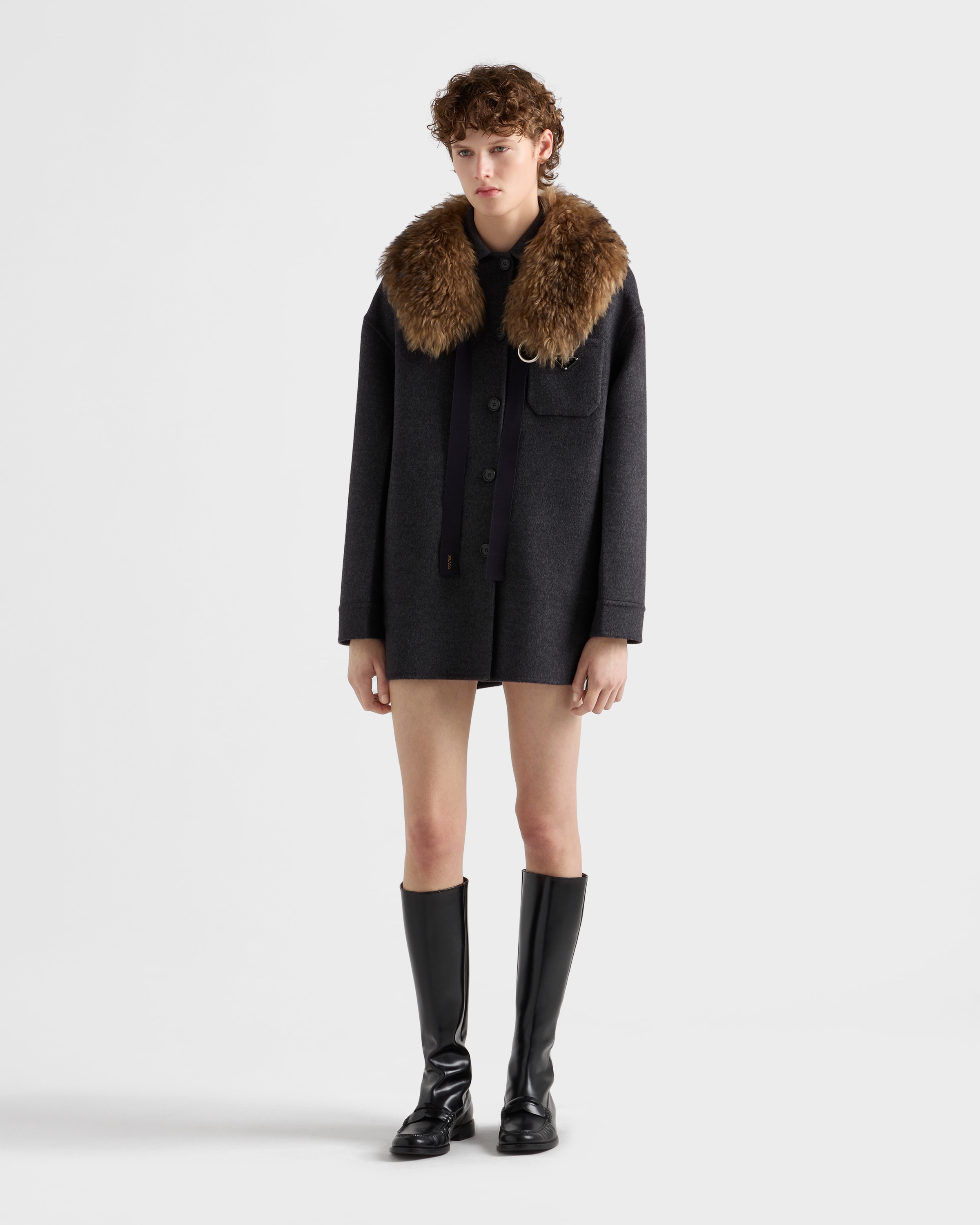 美品 正規 PRADA フラップ ポケット ウール ロングコート 821O▲ 美品 正規 PRADA フラップ ポケット ウール ロングコート 821O△