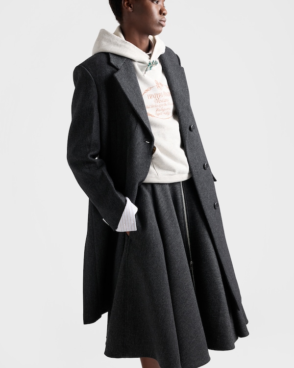 Single-breasted double wool coat - Slate Gray Single-breasted double wool coat - Slate Gray