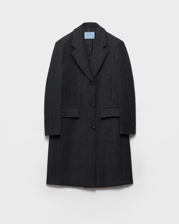 Single-breasted double wool coat - Slate Gray Single-breasted double wool coat - Slate Gray