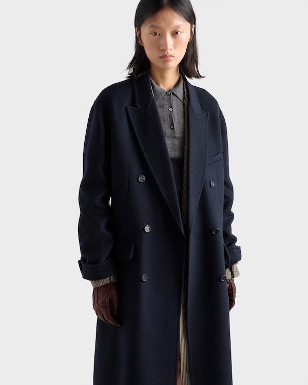 Double-breasted double cashwool coat - Navy Double-breasted double cashwool coat - Navy