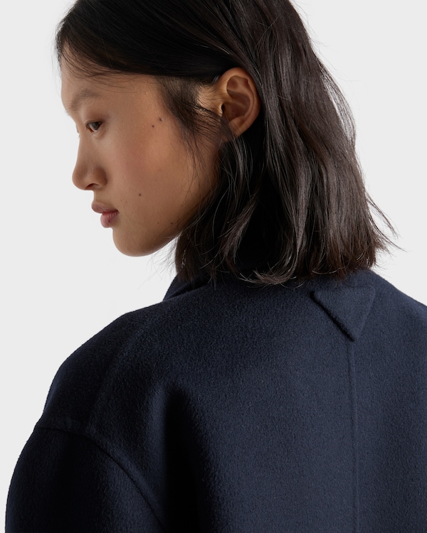 Double-breasted double cashwool coat - Navy Double-breasted double cashwool coat - Navy