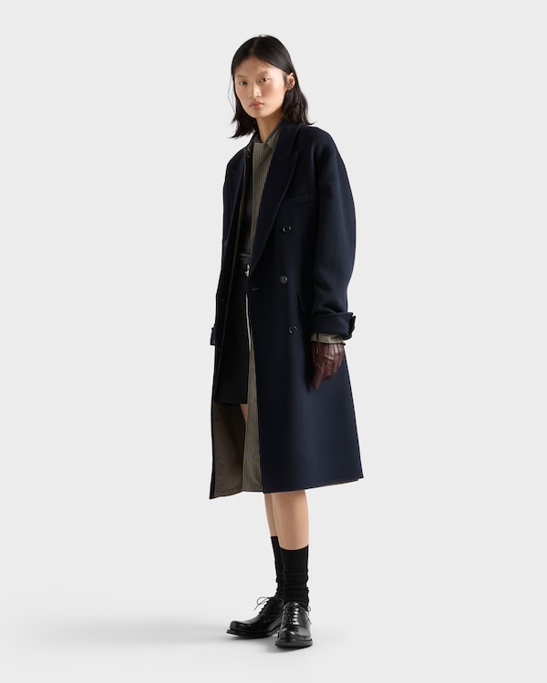 Double-breasted double cashwool coat - Navy Double-breasted double cashwool coat - Navy