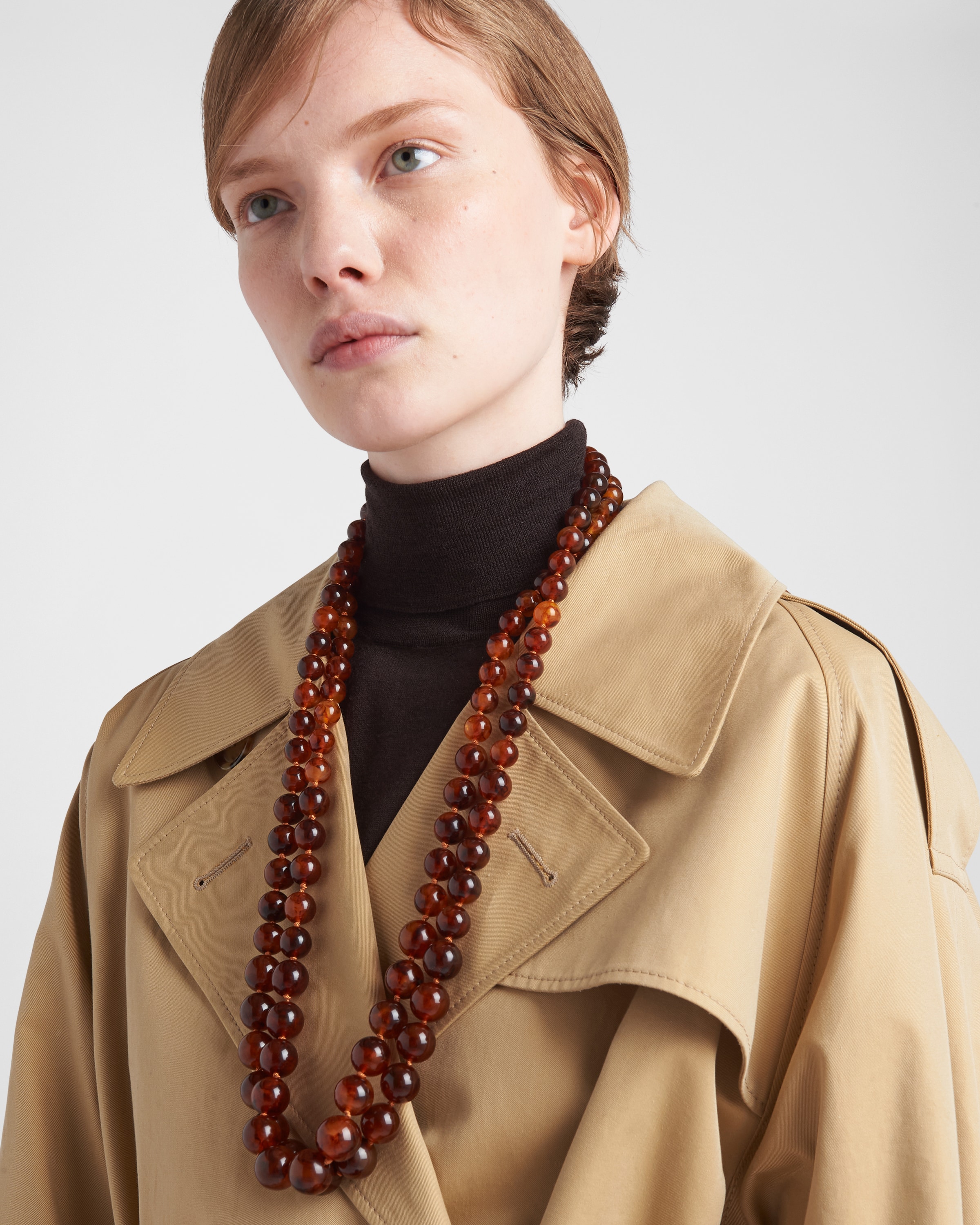 Shop Prada Cotton Twill Trench Jacket In Honey