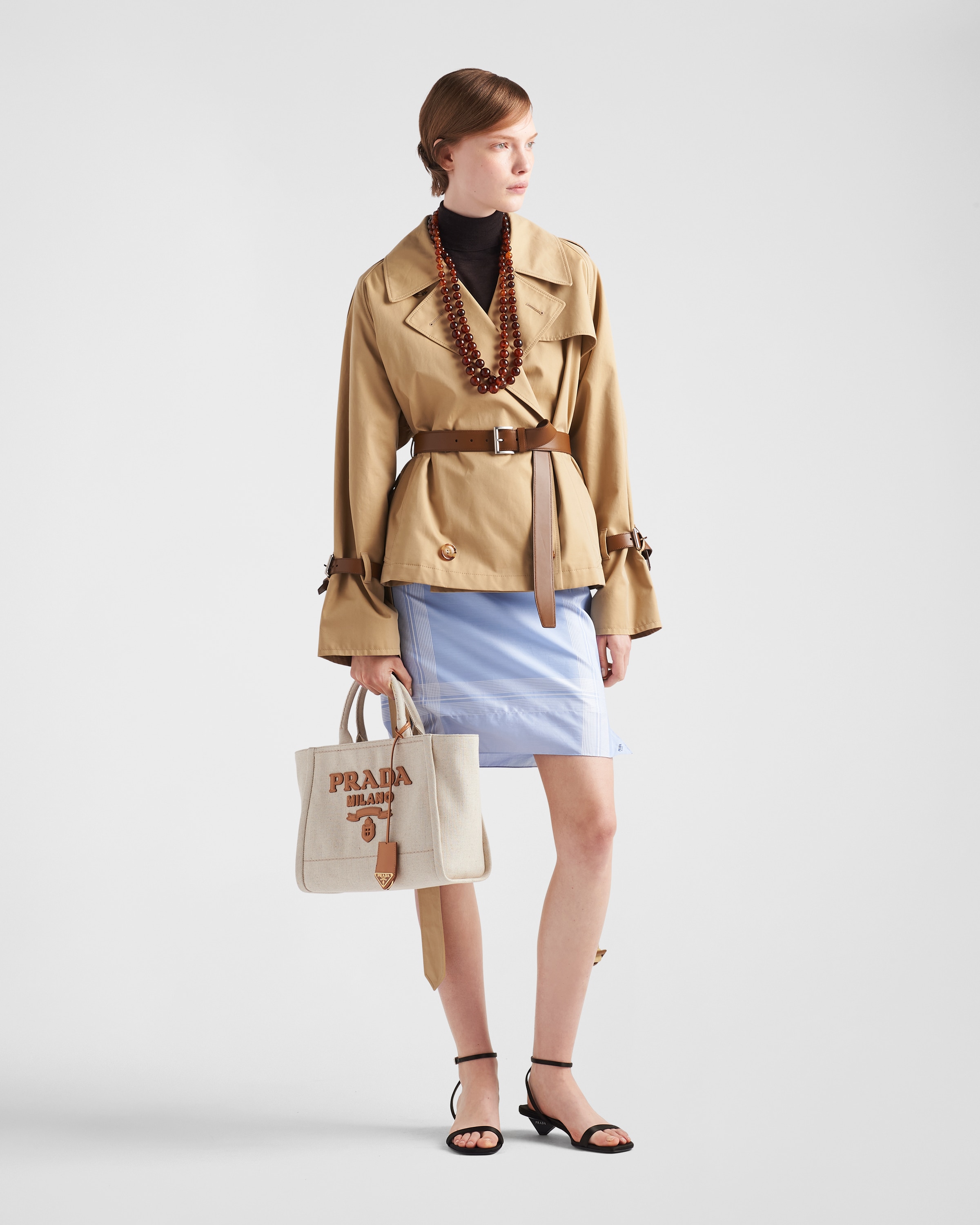 Shop Prada Cotton Twill Trench Jacket In Honey