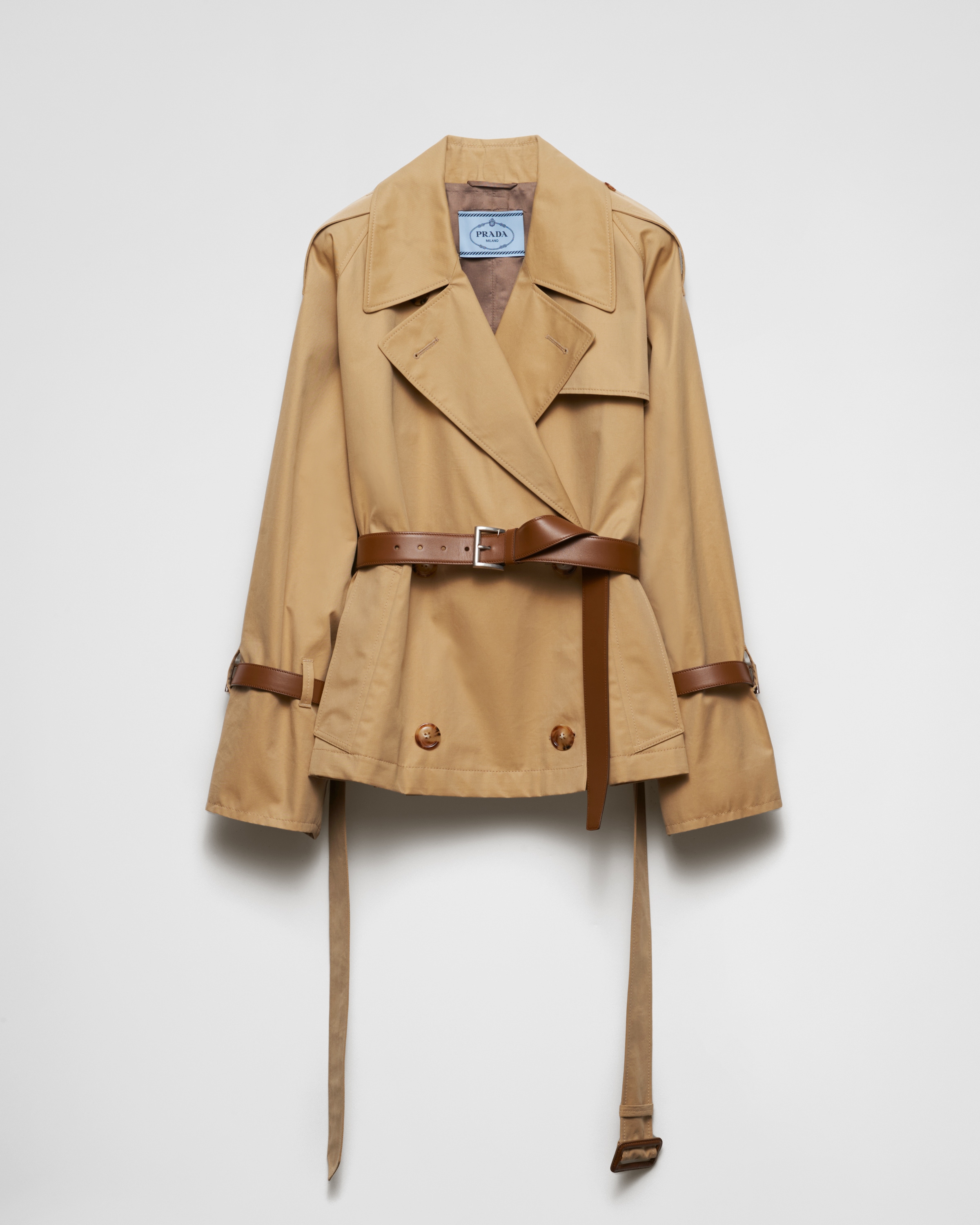 Prada Cotton Twill Trench Jacket In Brown