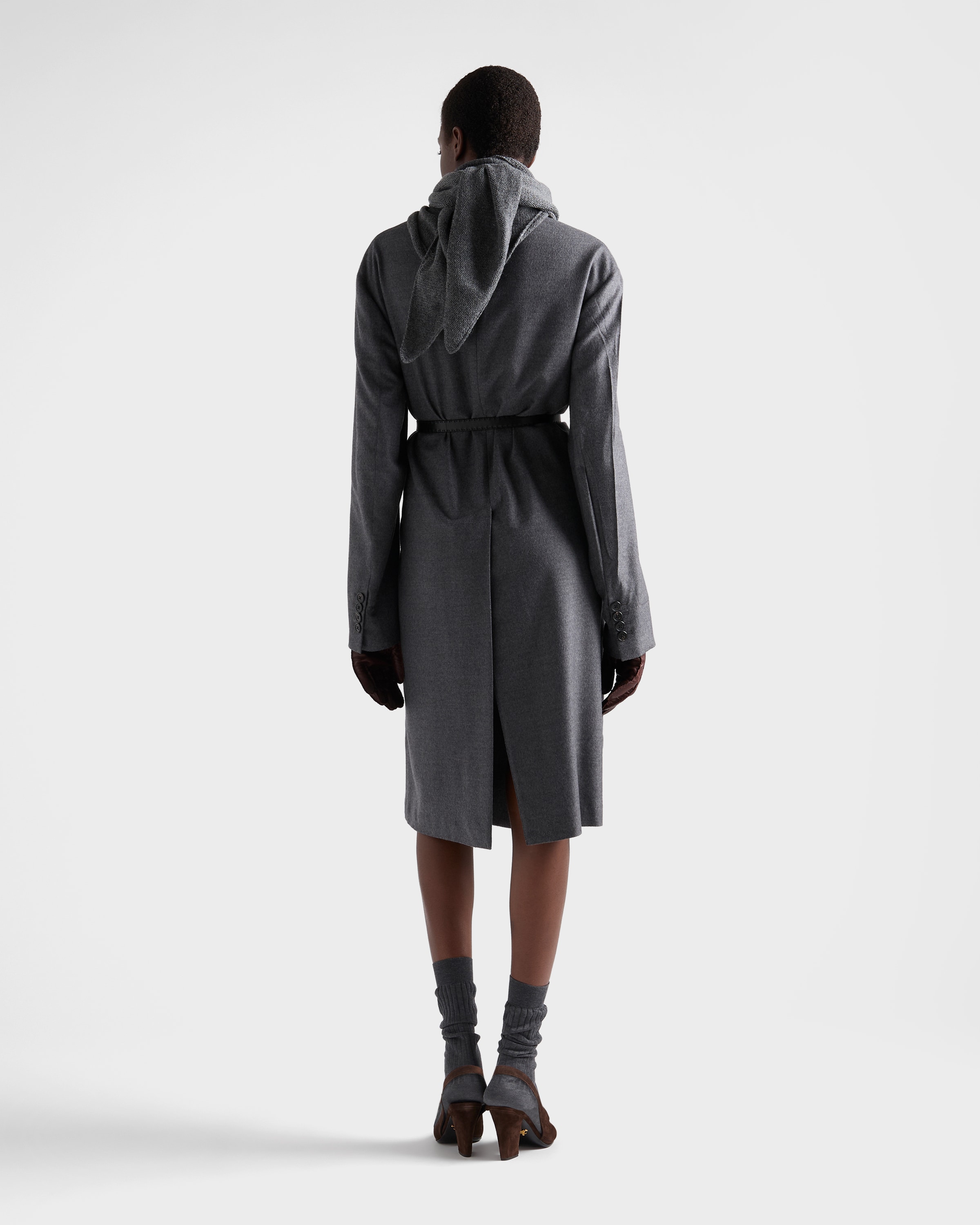 Slate Gray Single-breasted Cashmere And Wool Coat | PRADA - United