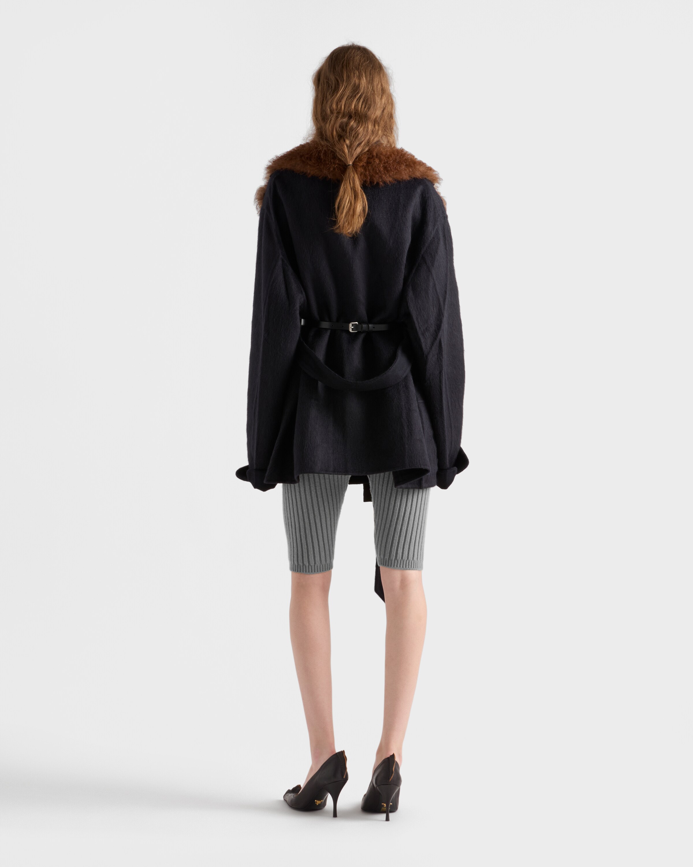 Single-breasted double velour caban jacket