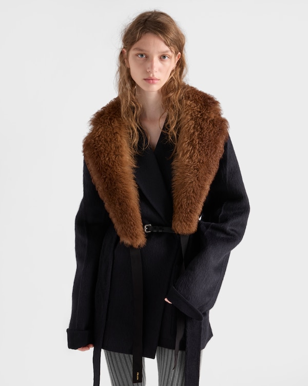 Caban monopetto in velour double - Blu Caban monopetto in velour double - Blu